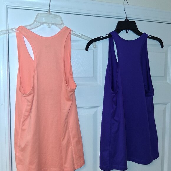 Nike RACERBACK Lot of 2 MEDIUM Peach Purple Drifit Sleeveless Tank Top Gym - Picture 4 of 4